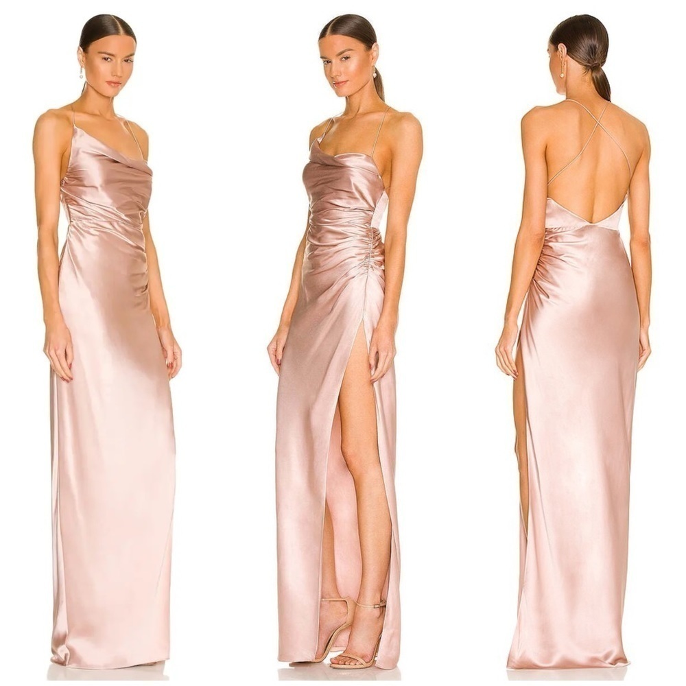 The Sei Twist Cowl Ruched Gown in Shell Size 0